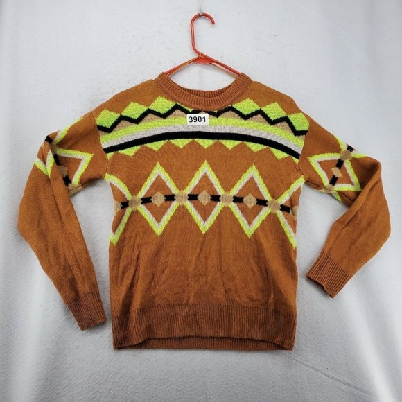 ULTRA FLIRT Sweater Women’s Long Sleeve Geometric Pattern Brown Small - Picture 10 of 10